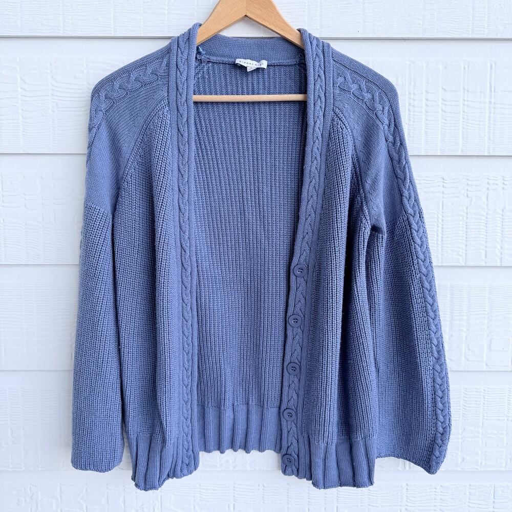 Gianni Bini Blue Cardigan Sweater Sz S Cornflower Blue Wool Blend Boho Knit